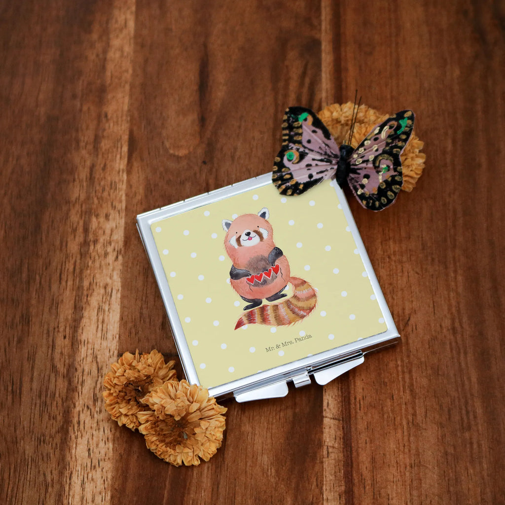 Kwadratowe lusterko do torebki Czerwony Panda Motywy zwierzęce, dobra energia, zabawne powiedzonka, zwierzęta