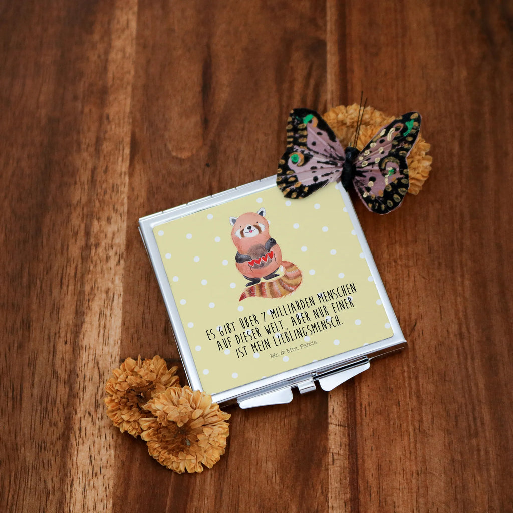 Kwadratowe lusterko do torebki Czerwony Panda Motywy zwierzęce, dobra energia, zabawne powiedzonka, zwierzęta