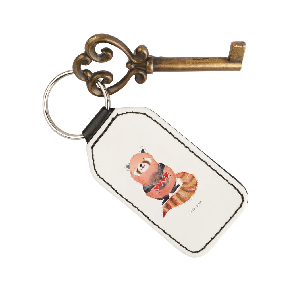 Rectangular key ring red panda pendant, lucky charm, bag pendant, keychain, key ring, small animals, cute, funny, cute animal motives, hand drawn, small world, funny sayings, good mood, happy, gifts, gift ideas, special gifts, animal lover, card, red, darling, love, heart, favourite person, Panda