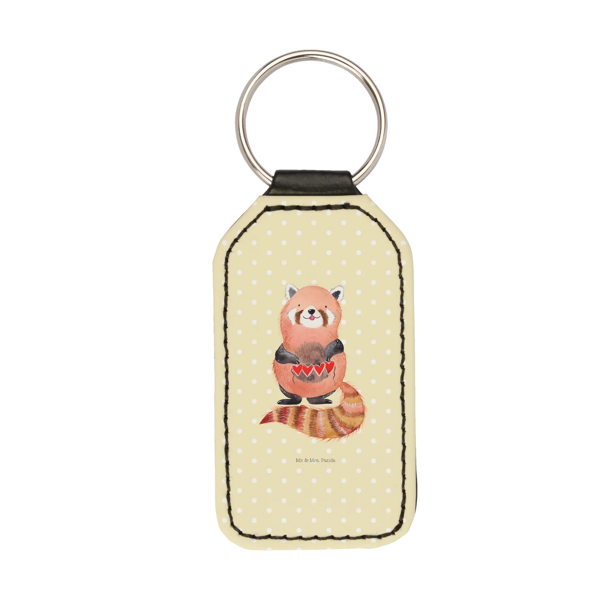 Rectangular key ring red panda pendant, lucky charm, bag pendant, keychain, key ring, small animals, cute, funny, cute animal motives, hand drawn, small world, funny sayings, good mood, happy, gifts, gift ideas, special gifts, animal lover, card, red, darling, love, heart, favourite person, Panda
