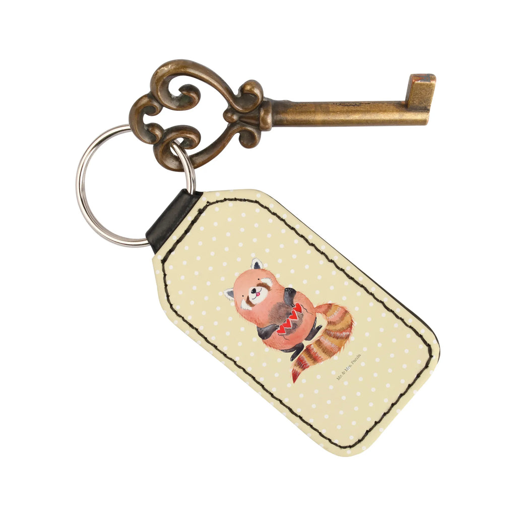 Rectangular key ring red panda pendant, lucky charm, bag pendant, keychain, key ring, small animals, cute, funny, cute animal motives, hand drawn, small world, funny sayings, good mood, happy, gifts, gift ideas, special gifts, animal lover, card, red, darling, love, heart, favourite person, Panda