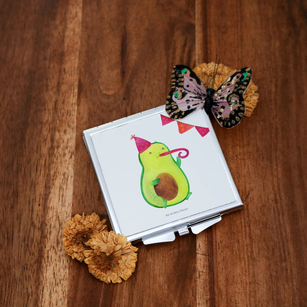 Handbag mirror avocado party time mirror, make up, silver, square, make-up mirror, handbag, avocado, vegetables