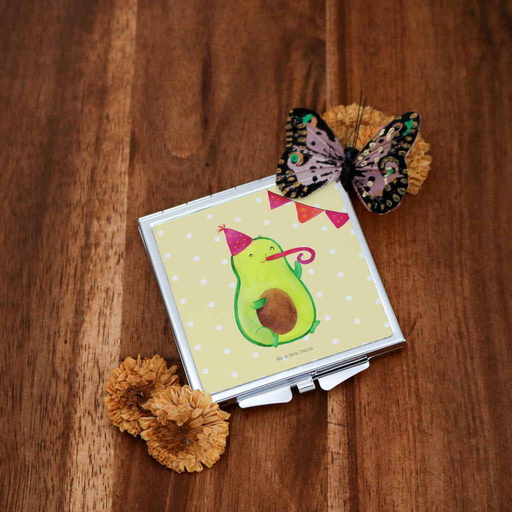 Handbag mirror avocado party time mirror, make up, silver, square, make-up mirror, handbag, avocado, vegetables