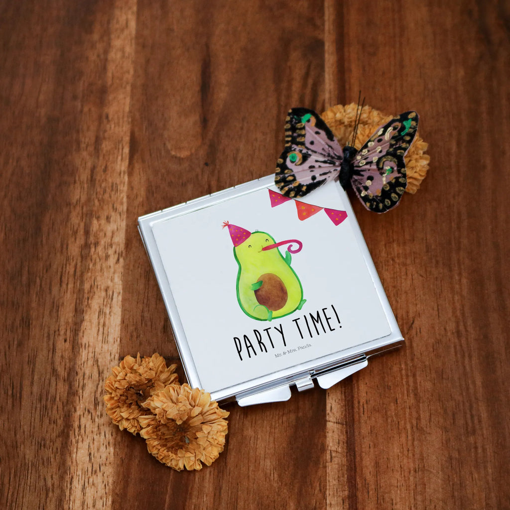 Handbag mirror avocado party time mirror, make up, silver, square, make-up mirror, handbag, avocado, vegetables
