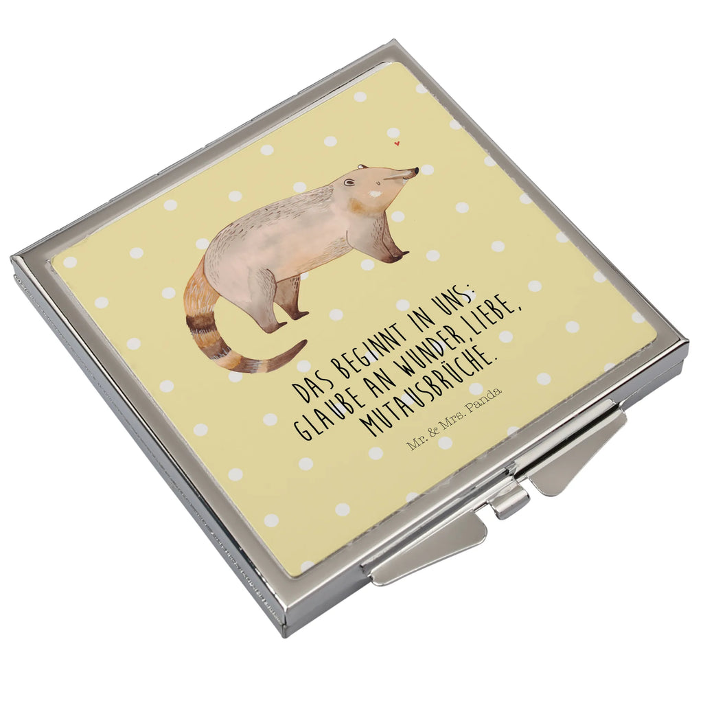 Kwadratowe lusterko do torebki Koati Kosmetikspiegel Klein, Mini Spiegel, Handtaschenspiegel, Runder Taschenspiegel, Schminkspiegel Kompakt, Taschenspiegel, Klappbarer Handspiegel, Vintage Kompaktspiegel, Silber, Reise Spiegel, Kompaktspiegel, Tragbarer Spiegel, Taschen-Kosmetikspiegel, Handspiegel Geschenkidee, Spiegel Für Unterwegs, Handspiegel Zum Mitnehmen, Handspiegel Mit Hülle, Klappspiegel, Quadratischer Handspiegel, Spiegel Für Schminktasche, Spiegel Für Handtasche, Schminkspiegel To Go, Klappbarer Taschenspiegel, Spiegel Für Make-Up Tasche, Design Taschenspiegel, Handspiegel Für Damen, Deko Handspiegel, Gute Laune, Tiermotive, Tiere, Lustige Sprüche, Nasenbär, Rüsselbär, Bär, Nasenbären
