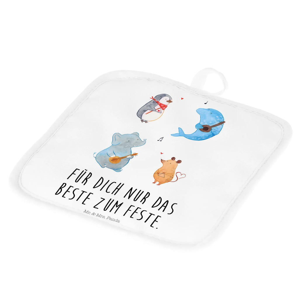 2er Set Topflappen  Big Band Topflappen 2er Set, topfhalter, Topfuntersetzer, Topflappen, 2er Set Topflappen, Topfhandschuhe, Topflappenset, Topflappen Set, Lustige Sprüche, Tiere, Tiermotive, Gute Laune, Musik, Maus, Triangel, Gitarre, Elefant, Delfin, Pinguin, Hund, Band, Musikanten