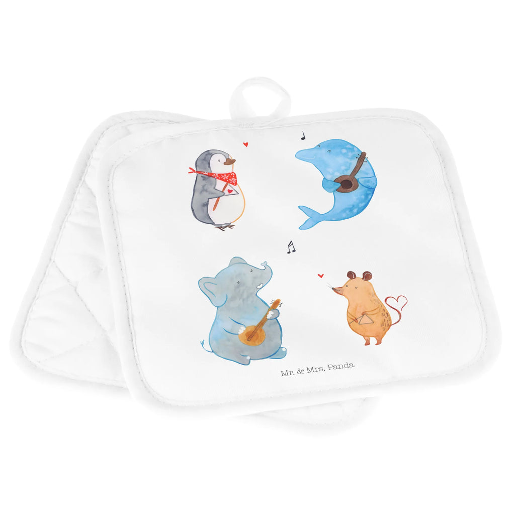 2er Set Topflappen  Big Band Topflappen 2er Set, topfhalter, Topfuntersetzer, Topflappen, 2er Set Topflappen, Topfhandschuhe, Topflappenset, Topflappen Set, Lustige Sprüche, Tiere, Tiermotive, Gute Laune, Musik, Maus, Triangel, Gitarre, Elefant, Delfin, Pinguin, Hund, Band, Musikanten