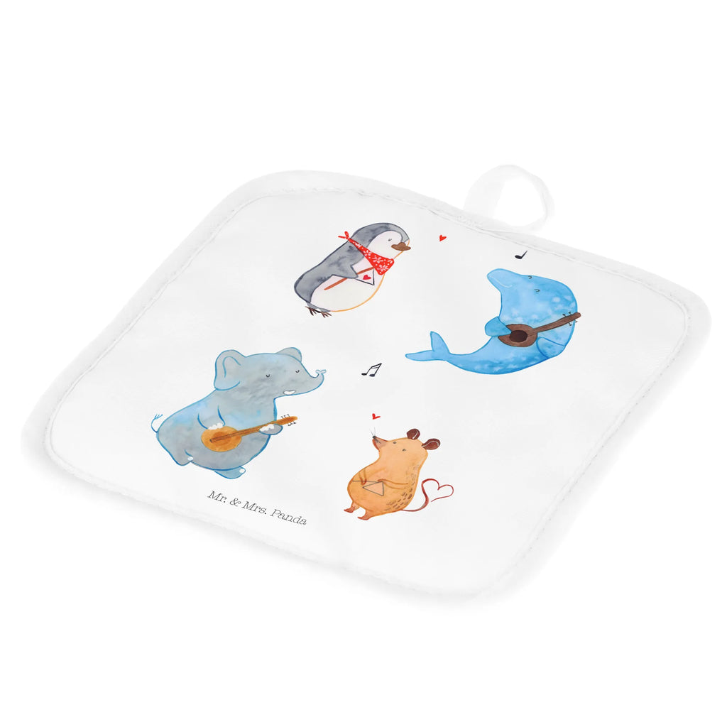2er Set Topflappen  Big Band Topflappen 2er Set, topfhalter, Topfuntersetzer, Topflappen, 2er Set Topflappen, Topfhandschuhe, Topflappenset, Topflappen Set, Lustige Sprüche, Tiere, Tiermotive, Gute Laune, Musik, Maus, Triangel, Gitarre, Elefant, Delfin, Pinguin, Hund, Band, Musikanten