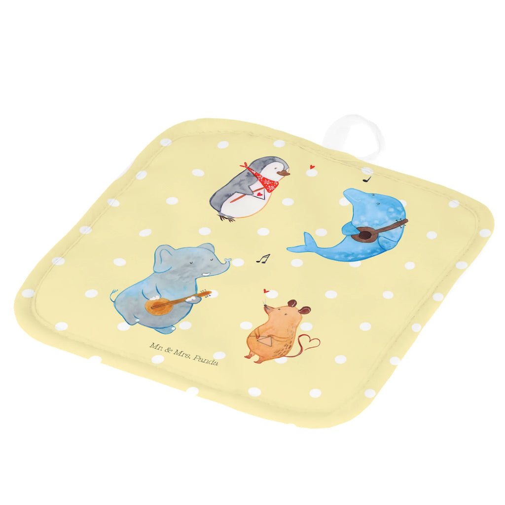 2er Set Topflappen  Big Band Topflappen 2er Set, topfhalter, Topfuntersetzer, Topflappen, 2er Set Topflappen, Topfhandschuhe, Topflappenset, Topflappen Set, Lustige Sprüche, Tiere, Tiermotive, Gute Laune, Musik, Maus, Triangel, Gitarre, Elefant, Delfin, Pinguin, Hund, Band, Musikanten