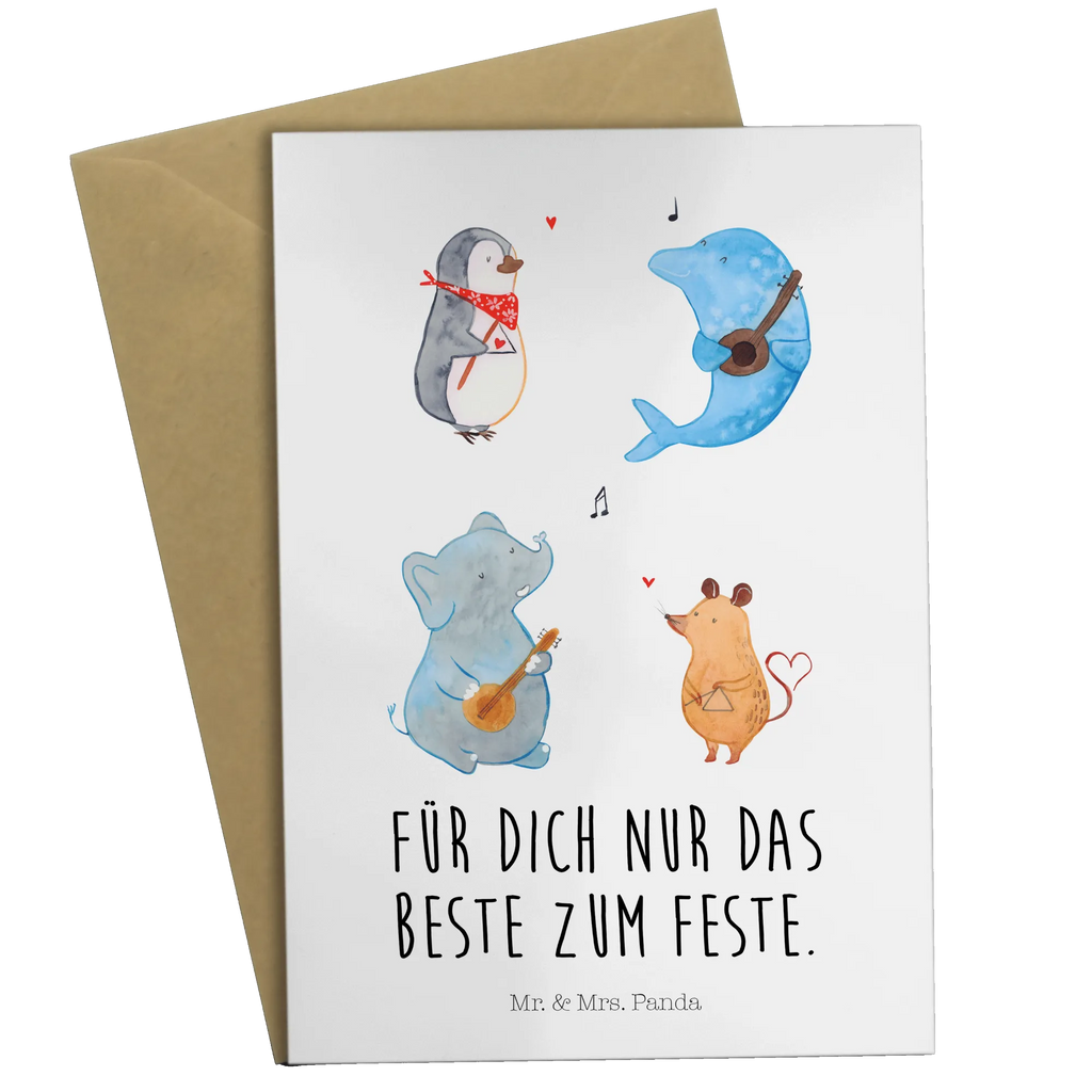 Greetings card Big tape Geburtstagskarte, Glückwunschkarte, Grußkarte, Karte, Hochzeitskarte, Einladungskarte, Klappkarte, Ansichtskarten, Tiermotive, Gute Laune, lustige Sprüche, Tiere, Musik, Gitarre, Delfin, Triangel, Hund, Maus, Band, Elefant, Pinguin, Musikanten