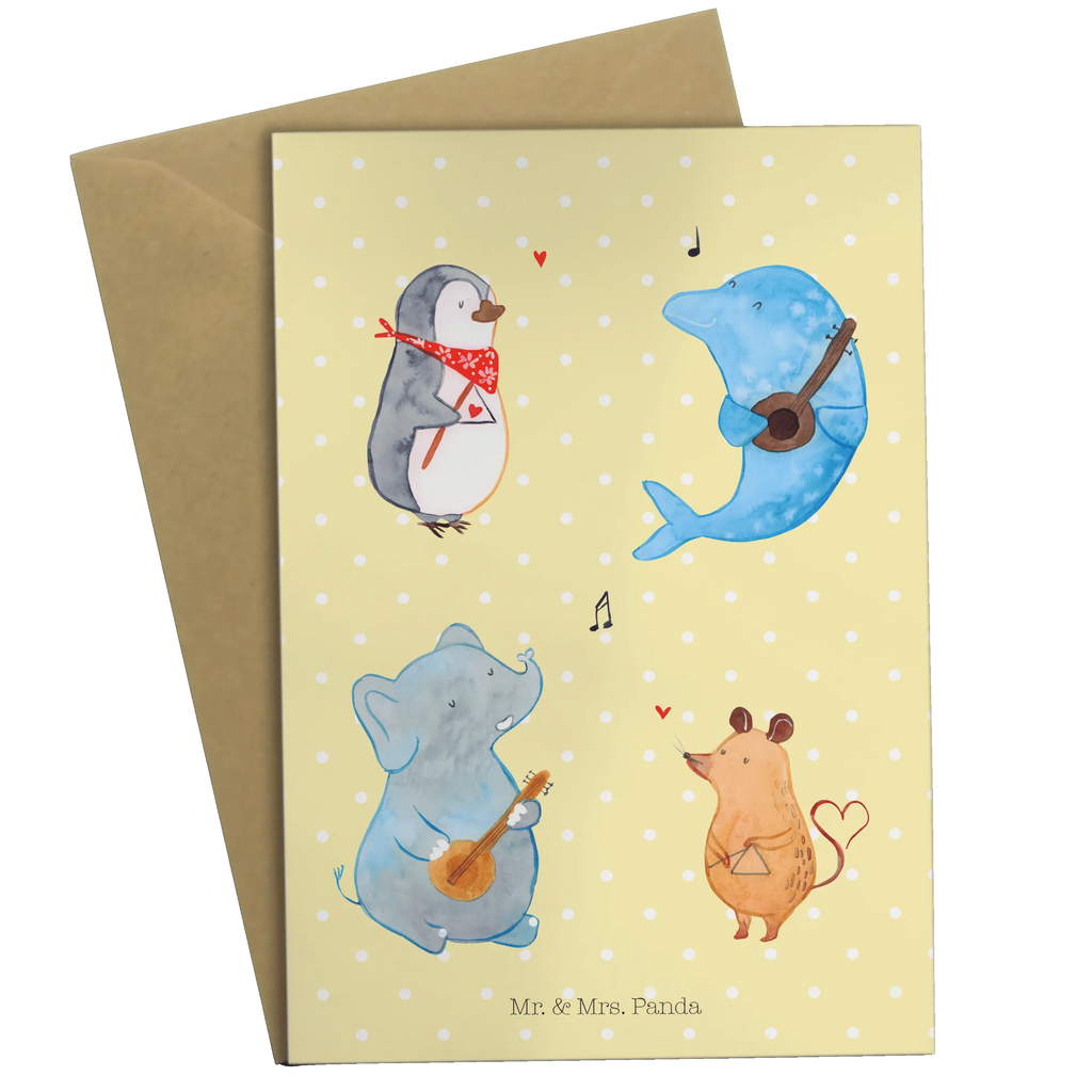 Greetings card Big tape Geburtstagskarte, Glückwunschkarte, Grußkarte, Karte, Hochzeitskarte, Einladungskarte, Klappkarte, Ansichtskarten, Tiermotive, Gute Laune, lustige Sprüche, Tiere, Musik, Gitarre, Delfin, Triangel, Hund, Maus, Band, Elefant, Pinguin, Musikanten