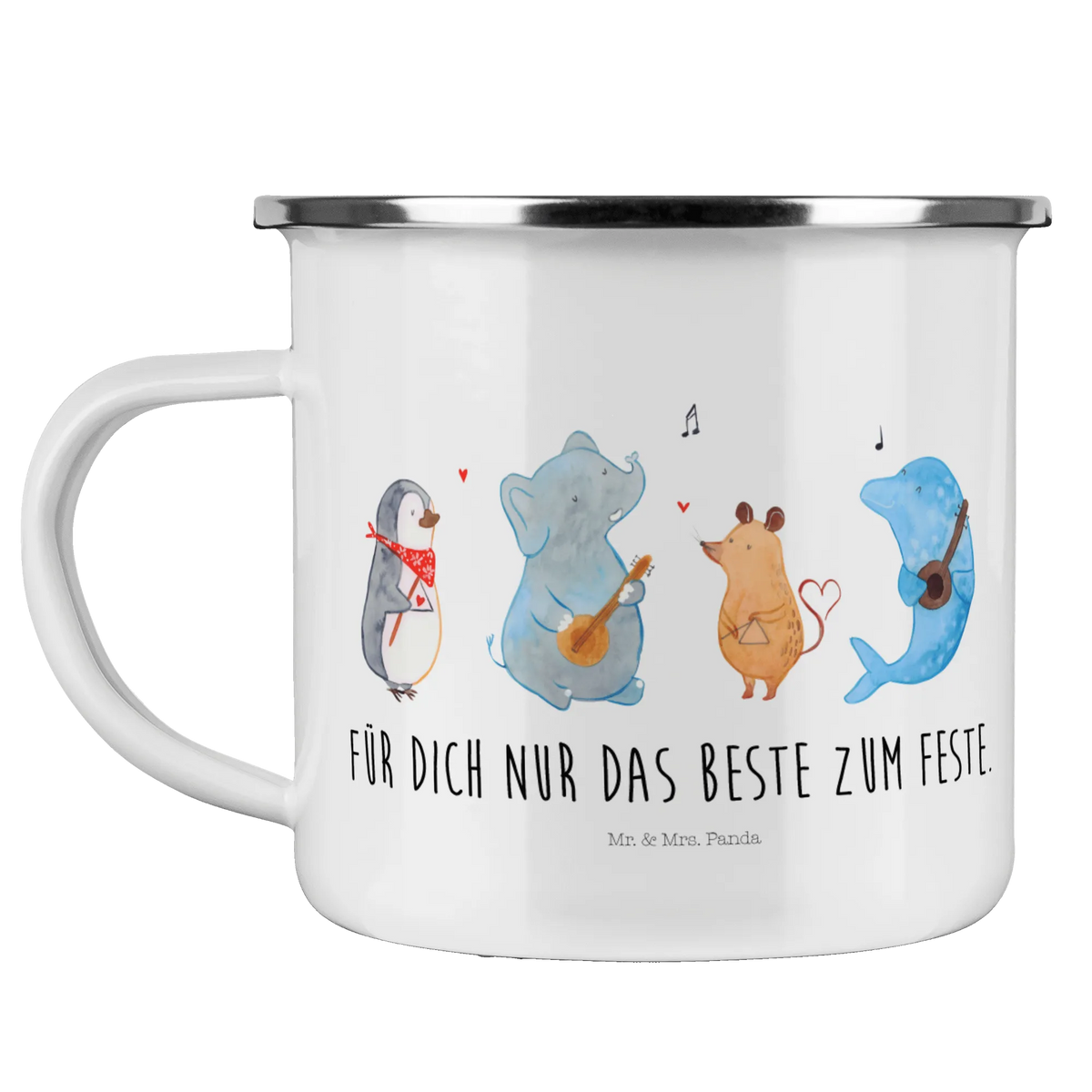 Camping Emaille Tasse Big Band Tasse Emaille, Kaffeepott, Motivtasse, metallbecher, Emaille Tasse, Campingbecher, Pott, Campingtasse, wanderbecher, Teebecher, reisetasse, blechbecher, wandertasse, emaillebecher, Outdoor Becher, Emaille Becher, Outdoor Tasse, outdoortasse, Haferl, Reisebecher, Teetasse, becher emaille, Emailletasse, Blechtasse, Tiere, Tiermotive, Gute Laune, Lustige Sprüche, Hund, Band, Elefant, Delfin, Maus, Triangel, Pinguin, Musik, Musikanten, Gitarre