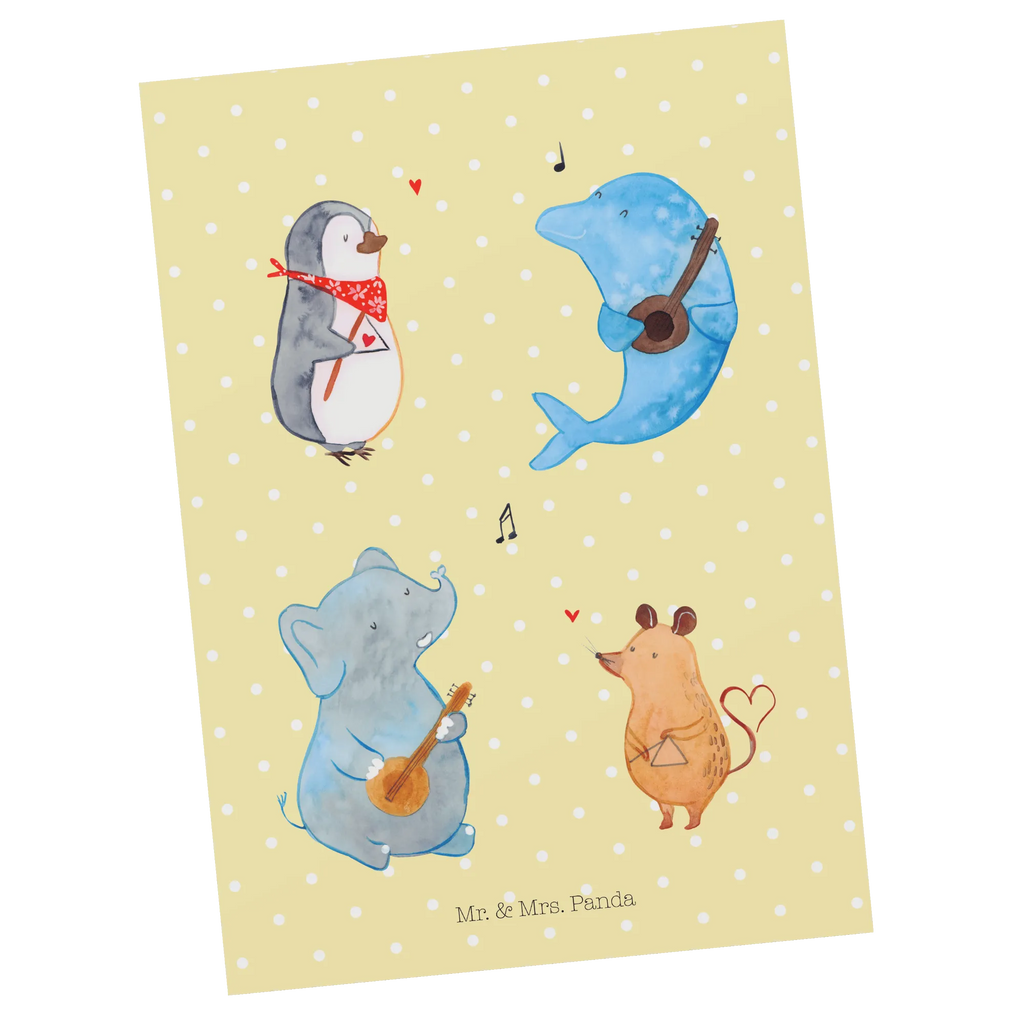 Postcard Big tape Dankeskarte, Einladung, Ansichtskarte, Einladungskarten Geburtstag, Karte, Grußkarte, Geburtstagskarte, Ansichtskarten, Einladung Geburtstag, Geschenkkarte, Einladungskarte, Postkarte, Tiermotive, Gute Laune, lustige Sprüche, Tiere, Delfin, Maus, Musikanten, Elefant, Band, Triangel, Musik, Pinguin, Gitarre, Hund