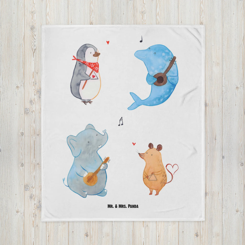 Kocyk dla niemowląt Wielki zespół Babygeschenk, Babyecke Kuscheldecke, Babydecke, Geschenk Geburt, Krabbeldecke, Tiermotive, Gute Laune, lustige Sprüche, Tiere, Delfin, Band, Pinguin, Triangel, Musik, Elefant, Maus, Hund, Gitarre, Musikanten