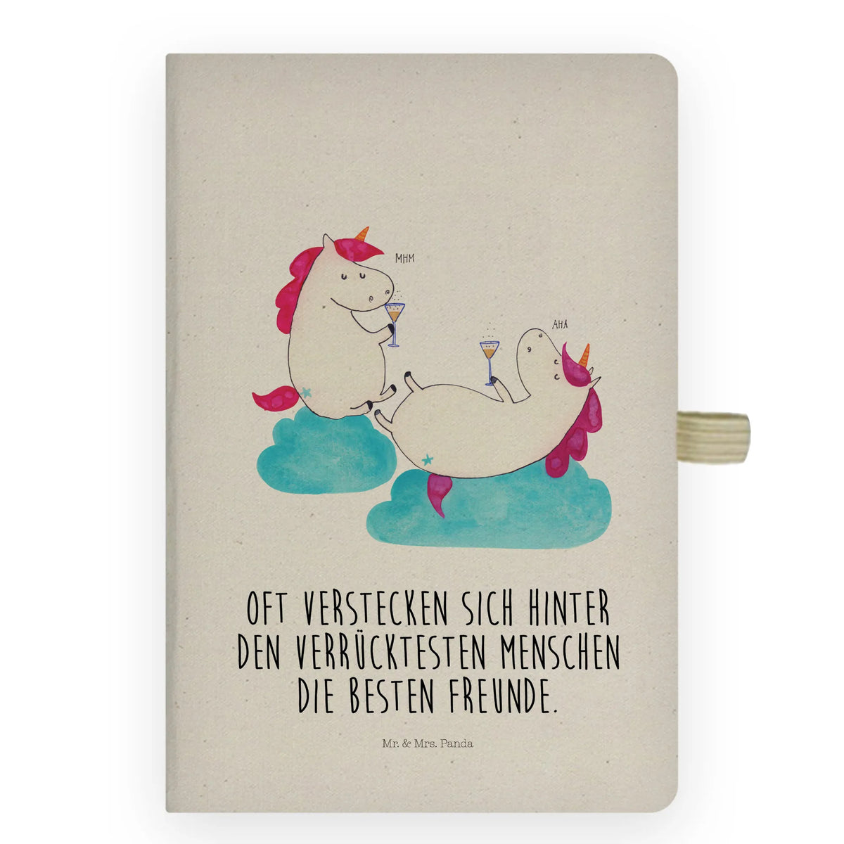 Baumwoll Notizbuch Einhorn Sekt