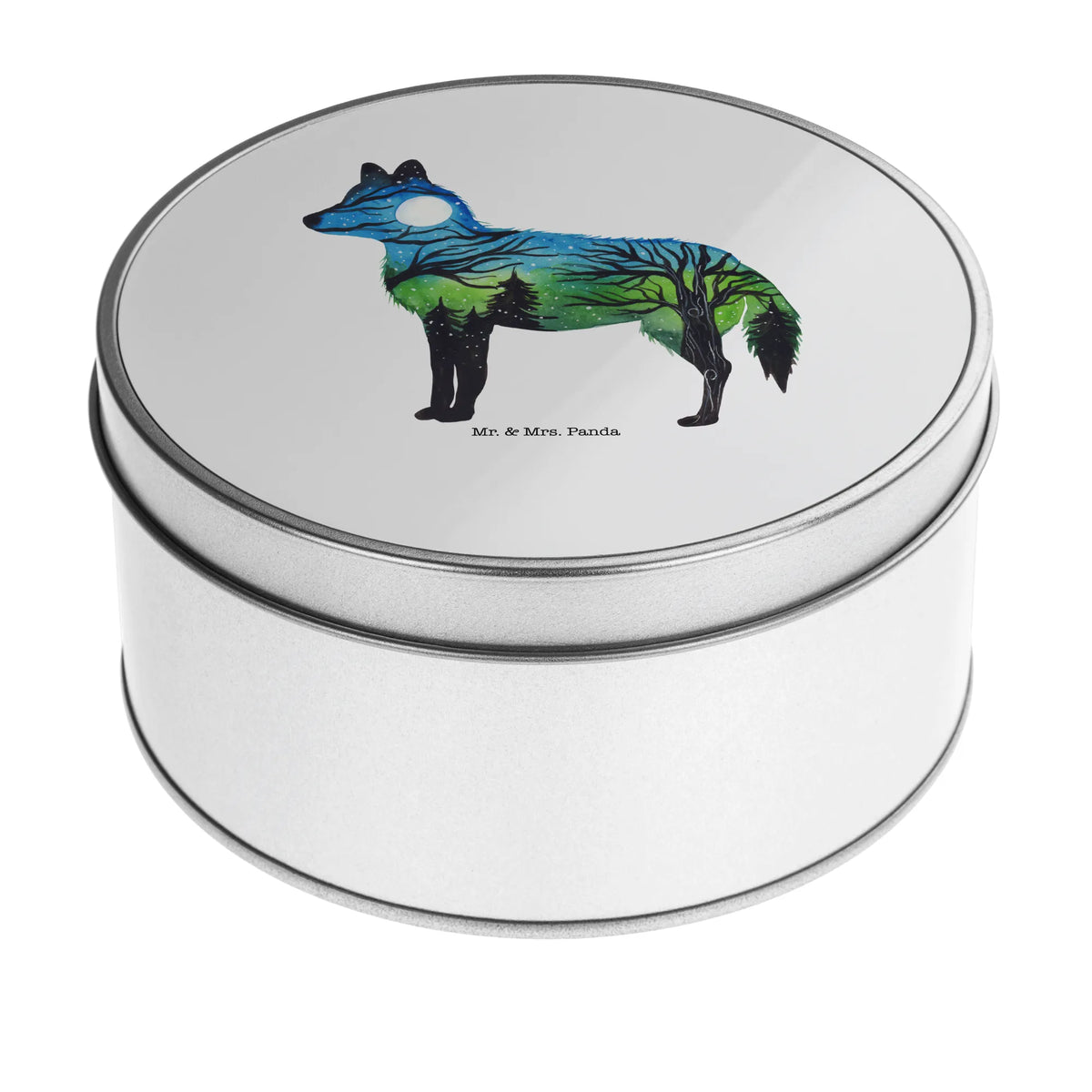 Round tin Fox landscape tin can, storage, tin, gift box, cookie tin, storage tin, Nature, joy of life, love, Fox, Watercolor, Motif, Adventure, Landscape, Drawing