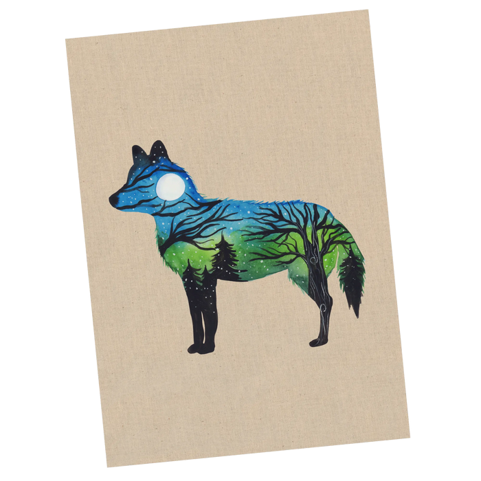 Postkarte Fuchs Landschaft
