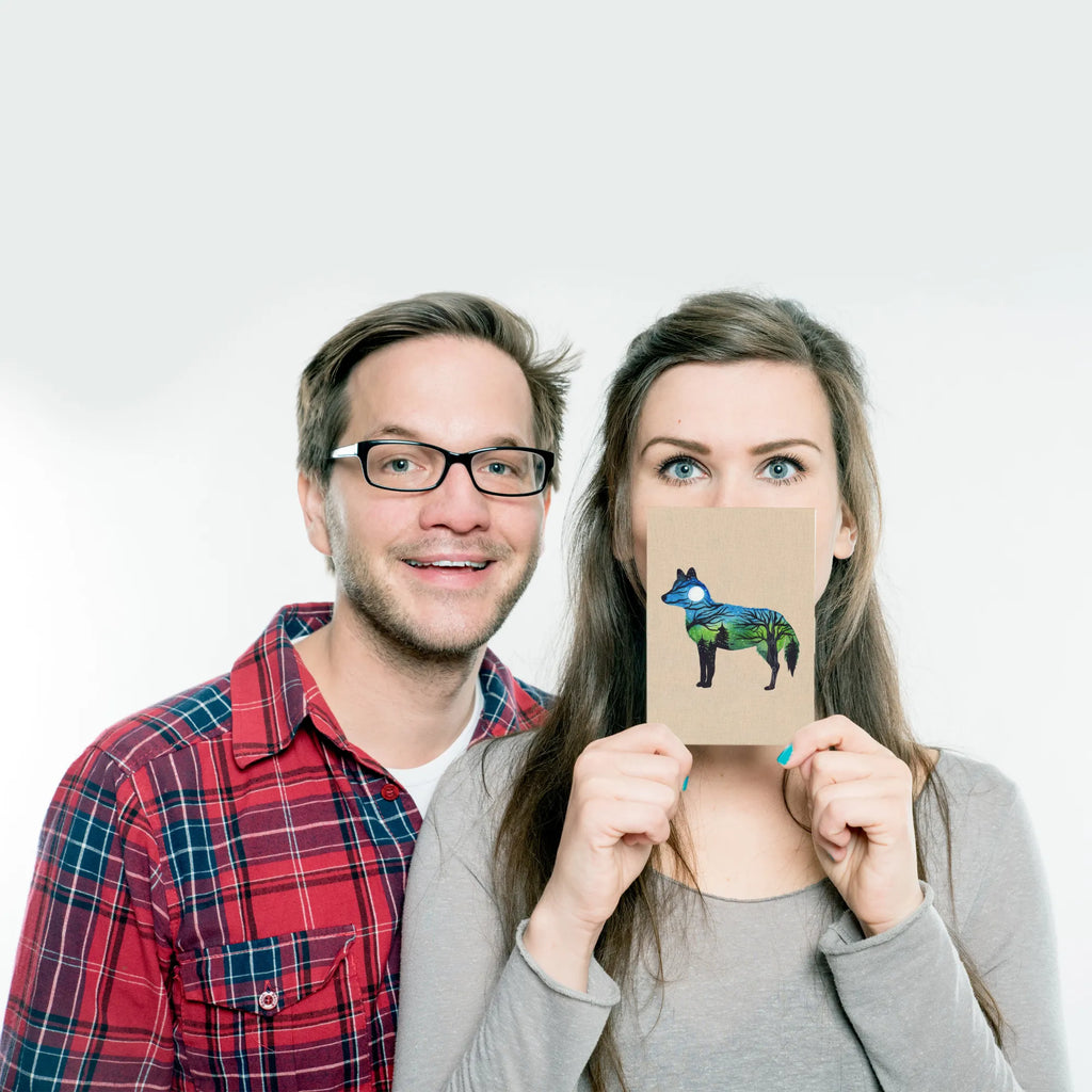 Postcard Fox landscape paper, postcards, invitation card, gift card, card, gift, Postcard, letter, invitation, Nature, joy of life, love, Watercolor, Landscape, Drawing, Fox, Motif, Adventure