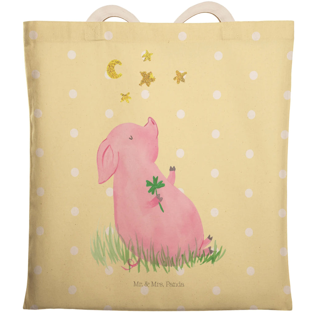 Shopping bag Pig Luck Carrier bag, shopper, cotton bag, cloth bag, shoulder bag, pouch, bag, small animals, cute, funny, cute animal motives, hand drawn, small world, funny sayings, good mood, happy, gifts, gift ideas, special gifts, animal lover, card, asterisks, stars, Lucky bastard. Luck, pig, lucky charm, dreams, goals, motivation, piglet