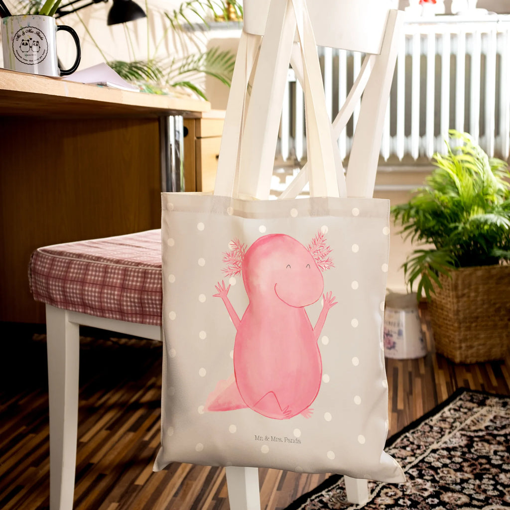Shopping bag axolotl Hooray cotton bag, cloth bag, shoulder bag, pouch, shopper, bag, Carrier bag, Axolotl, Axelotl, marine animals, Mexican walking fish, salamander, amphibian, fun, joy, satisfaction, cheerful, motivation, axolot, tail, axolotl