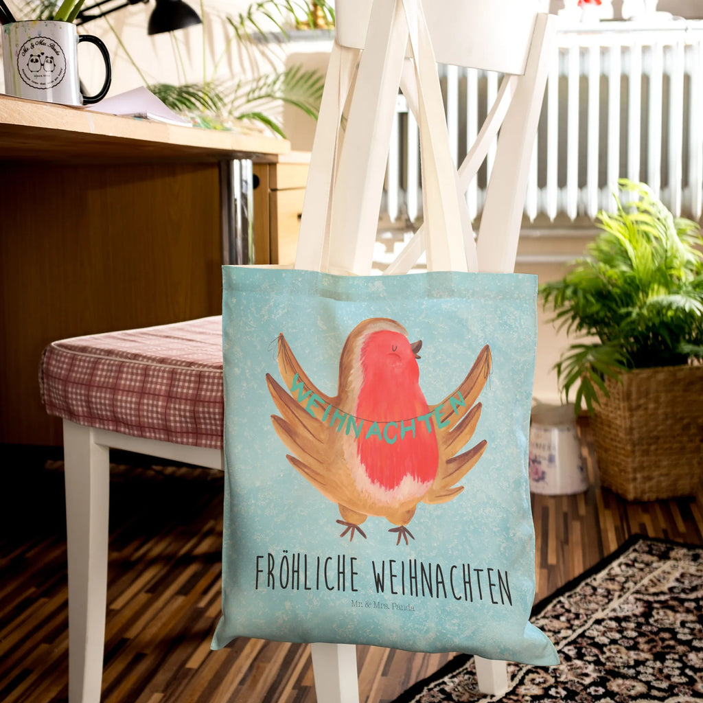 torba na zakupy rudzik Boże Narodzenie Zima, Boże Narodzenie, dekoracje świąteczne, Mikołaj, Adwent, Wigilia, zimowy motyw