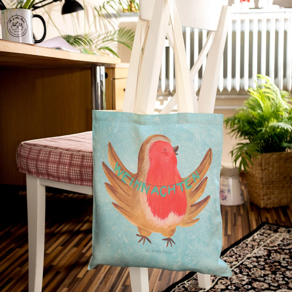 torba na zakupy rudzik Boże Narodzenie Zima, Boże Narodzenie, dekoracje świąteczne, Mikołaj, Adwent, Wigilia, zimowy motyw