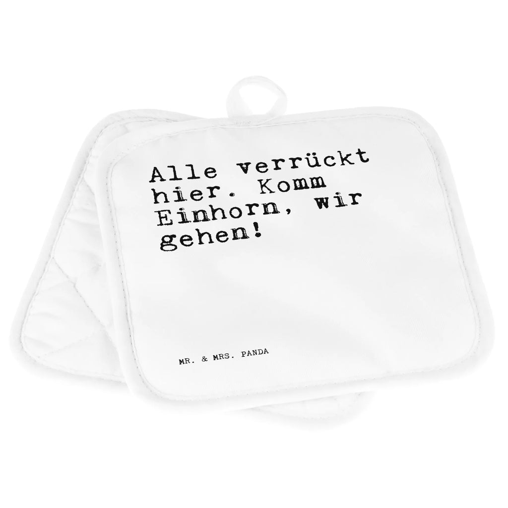 2-elementowy zestaw podkładek pod garnki Alle verrückt hier. Komm... Przysłowie, przysłowia, zabawne przysłowia, mądrości, cytaty, prezenty z przysłowiami
