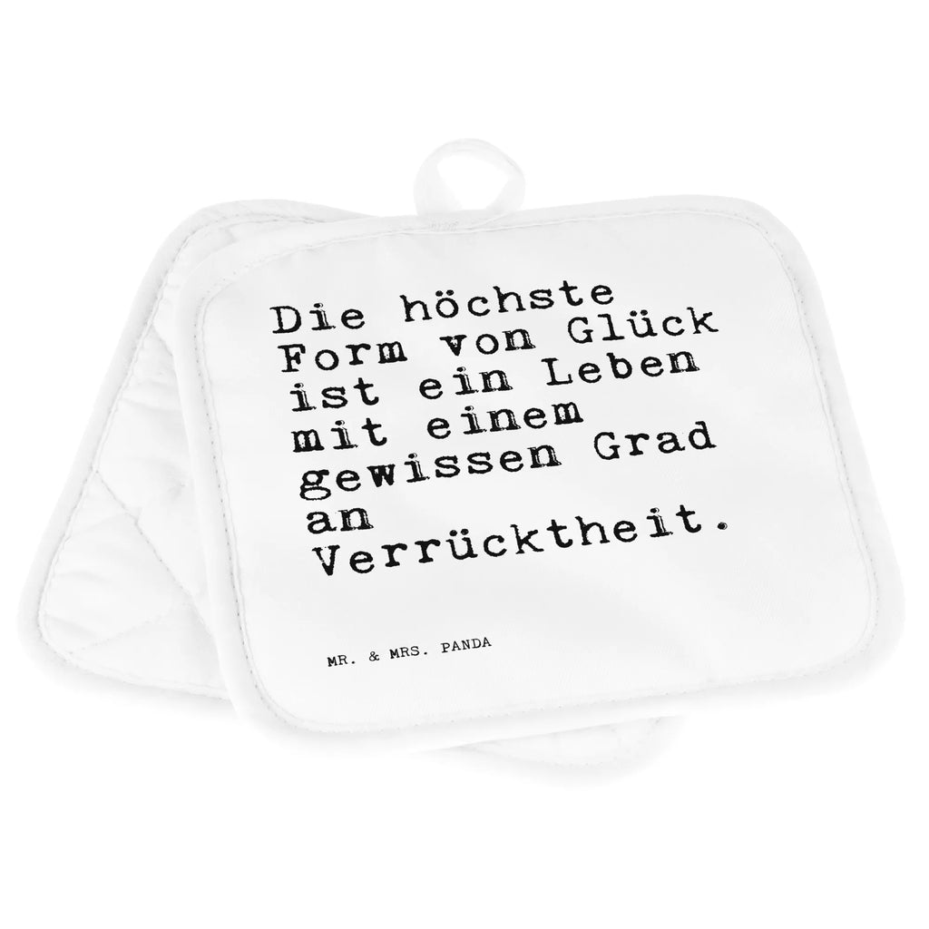 2er Set Topflappen  Sprüche und Zitate Die höchste Form von Glück ist ein Leben mit einem gewissen Grad an Verrücktheit. Ofenhandschuh, Schöne Topflappen, Ofenhandschuhe, Topfhandschuhe, Topflappen mit Spruch, Topflappenset, Topfuntersetzer, Topflappen Set, Topflappen 2er Set, Topflappen, Topfhandschuh, Topflappen lustig, Spruch, Sprüche, lustige Sprüche, Weisheiten, Zitate, Spruch Geschenke, Spruch Sprüche Weisheiten Zitate Lustig Weisheit Worte