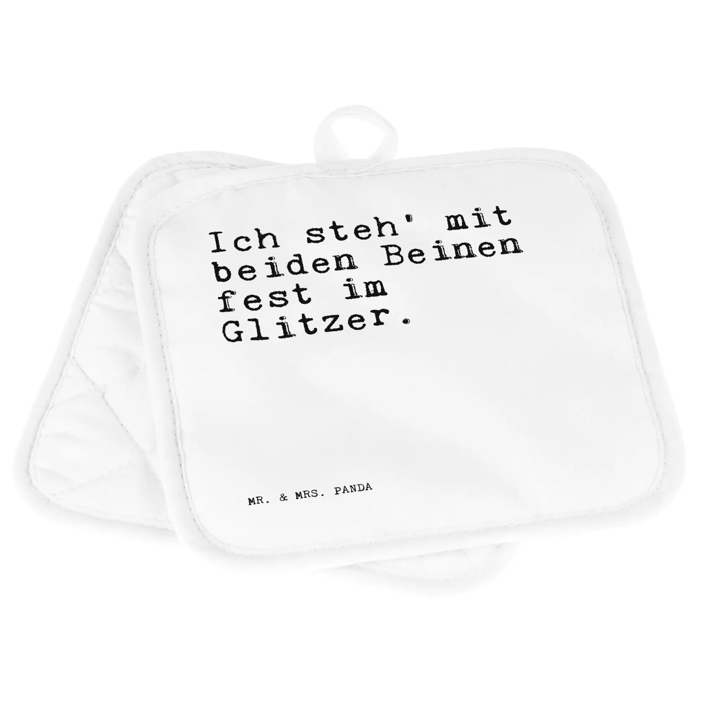 2er Set Topflappen  Sprüche und Zitate Ich steh' mit beiden Beinen fest im Glitzer. Topfuntersetzer, Topflappen mit Spruch, Topfhandschuh, Schöne Topflappen, Topflappen 2er Set, Topflappen, Ofenhandschuh, Ofenhandschuhe, Topflappen Set, Topfhandschuhe, Topflappenset, Topflappen lustig, Spruch, Sprüche, lustige Sprüche, Weisheiten, Zitate, Spruch Geschenke, Spruch Sprüche Weisheiten Zitate Lustig Weisheit Worte