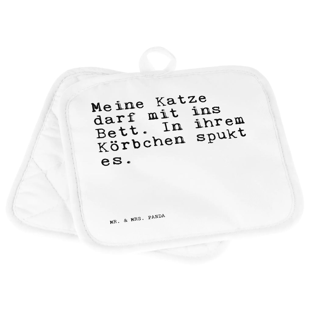 2-elementowy zestaw podkładek pod garnki Meine Katze darf mit... Przysłowie, przysłowia, zabawne przysłowia, mądrości, cytaty, prezenty z przysłowiami
