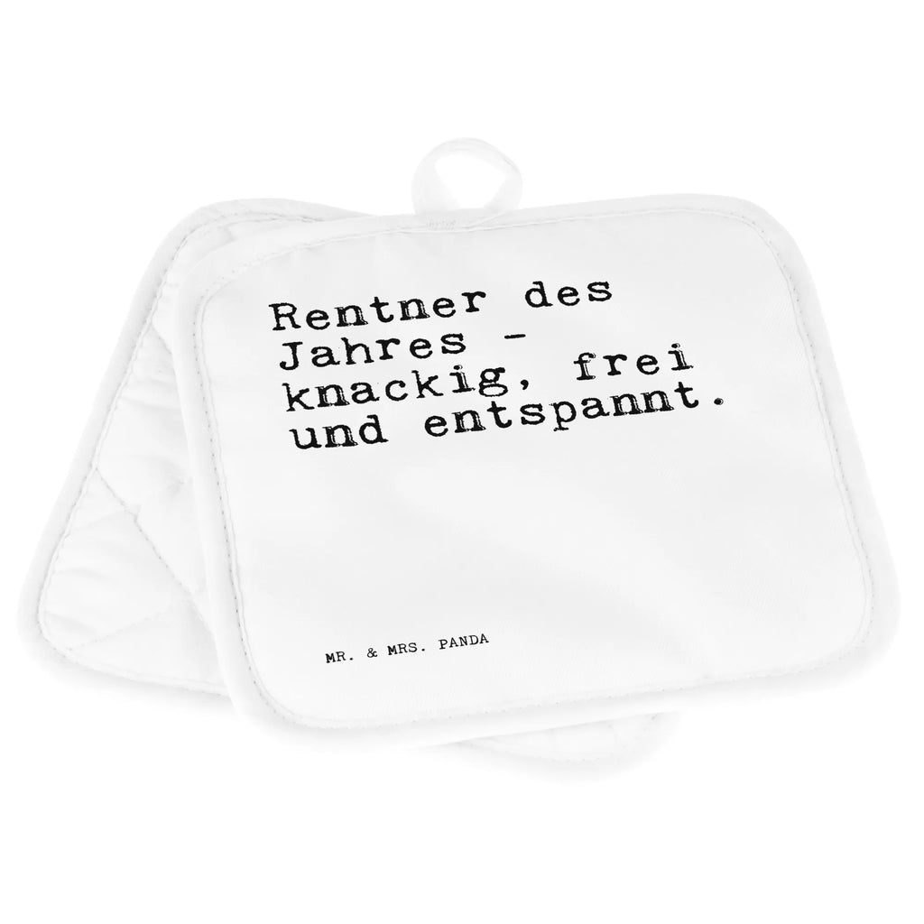 2er Set Topflappen  Sprüche und Zitate Rentner des Jahres - knackig, frei und entspannt. Topflappen mit Spruch, Topfhandschuh, Topflappen lustig, Ofenhandschuhe, Schöne Topflappen, Topflappen, Topfhandschuhe, Topfuntersetzer, Ofenhandschuh, Topflappen 2er Set, Topflappen Set, Topflappenset, Spruch, Sprüche, lustige Sprüche, Weisheiten, Zitate, Spruch Geschenke, Spruch Sprüche Weisheiten Zitate Lustig Weisheit Worte