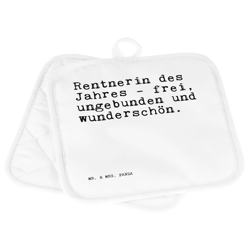 2er Set Topflappen  Sprüche und Zitate Rentnerin des Jahres - frei, ungebunden und wunderschön. Topflappen, topfhalter, Topfuntersetzer, 2er Set Topflappen, Topflappen Set, Topfhandschuhe, Topflappenset, Topflappen 2er Set, Sprüche, Lustige Sprüche, Weisheiten, Zitate, Spruch, Spruch Geschenke, Spruch Sprüche Weisheiten Zitate Lustig Weisheit Worte