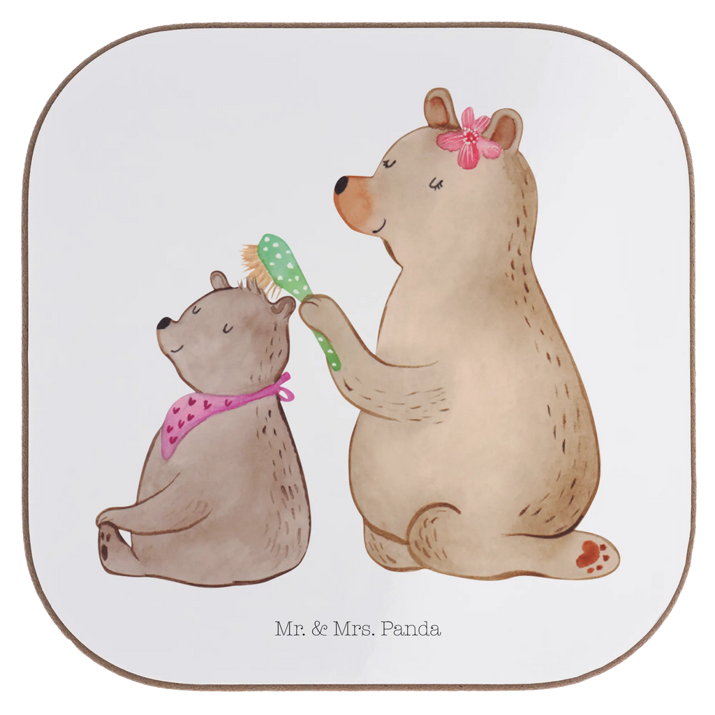 Square coaster bear child gifts, breakfast, presents, gift, Coasters, glass coasters, party, Family, Father's Day, Mother's Day, brother, sister, Mom, Dad, Mama, Gift