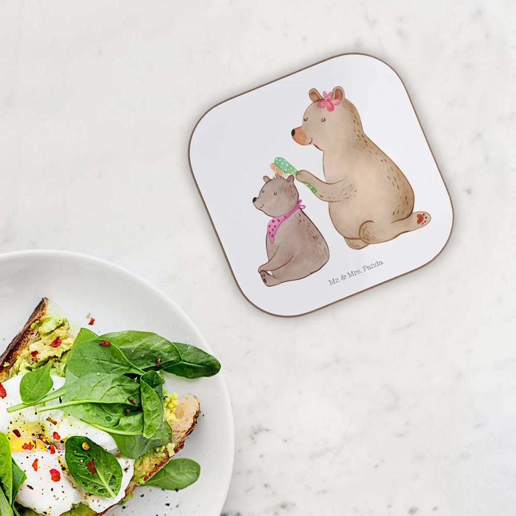 Square coaster bear child gifts, breakfast, presents, gift, Coasters, glass coasters, party, Family, Father's Day, Mother's Day, brother, sister, Mom, Dad, Mama, Gift