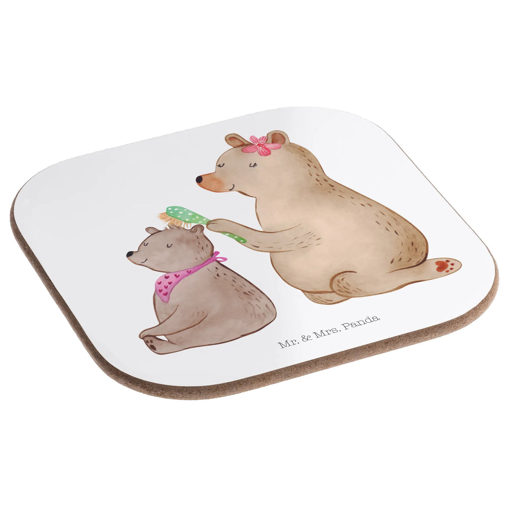 Square coaster bear child gifts, breakfast, presents, gift, Coasters, glass coasters, party, Family, Father's Day, Mother's Day, brother, sister, Mom, Dad, Mama, Gift