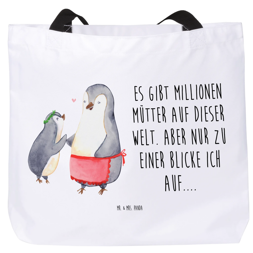 Shopper Pingwin z dzieckiem Einkaufstasche, Einkaufsbeutel, Tasche, Beutel, Alltagstasche, Strandtasche, Schultasche, Tragebeutel, Shopper, Freizeittasche, Schulbeutel, Familie, Vatertag, Muttertag, Bruder, Schwester, Mama, Papa, Oma, Opa, Geschenk, Mutter, Mami, Mutti, Geburststag