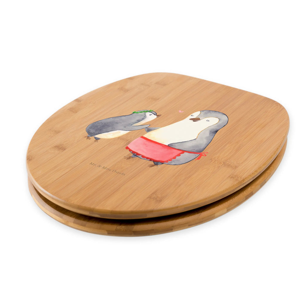 Motiv WC Sitz Pinguin mit Kind Klodeckel, Toilettendeckel, Toilette, WC-Sitz, Klobrille, Familie, Vatertag, Muttertag, Bruder, Schwester, Mama, Papa, Oma, Opa, Geburststag, Mami, Mutter, Mutti, Geschenk