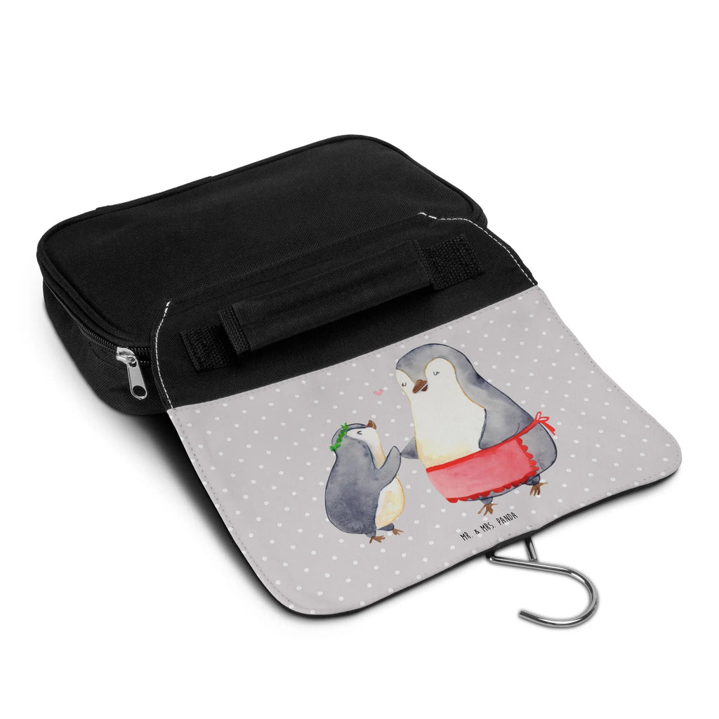 Wash bag Penguin with child Cosmetic bag, To hang up, Ladies, Gentlemen, Toilet bag, Wash bag, Family, Father's Day, Mother's Day, brother, sister, Mom, Dad, Mummy, Mother, Birthday, Gift, Mommy