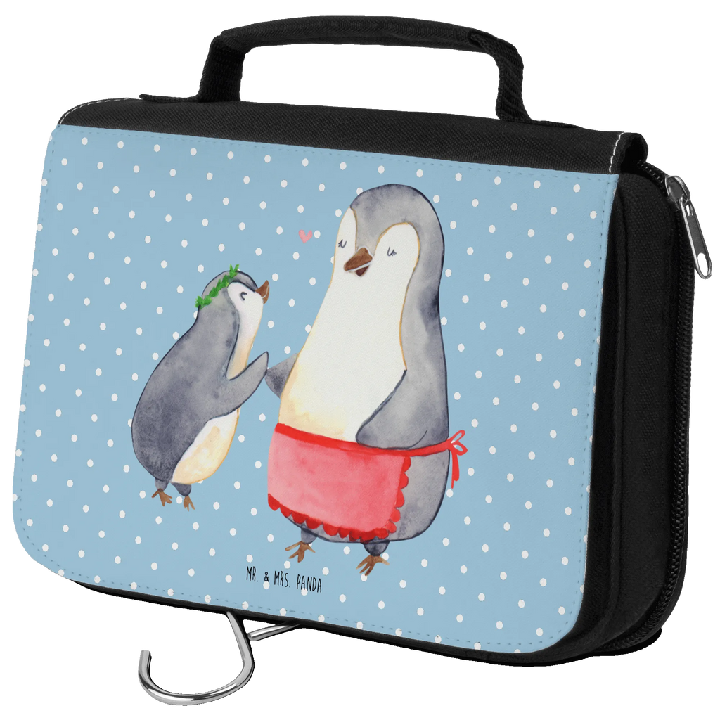 Wash bag Penguin with child Cosmetic bag, To hang up, Ladies, Gentlemen, Toilet bag, Wash bag, Family, Father's Day, Mother's Day, brother, sister, Mom, Dad, Mummy, Mother, Birthday, Gift, Mommy