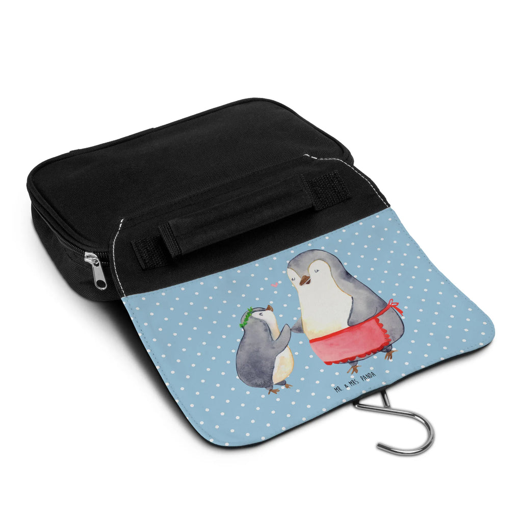 Wash bag Penguin with child Cosmetic bag, To hang up, Ladies, Gentlemen, Toilet bag, Wash bag, Family, Father's Day, Mother's Day, brother, sister, Mom, Dad, Mummy, Mother, Birthday, Gift, Mommy