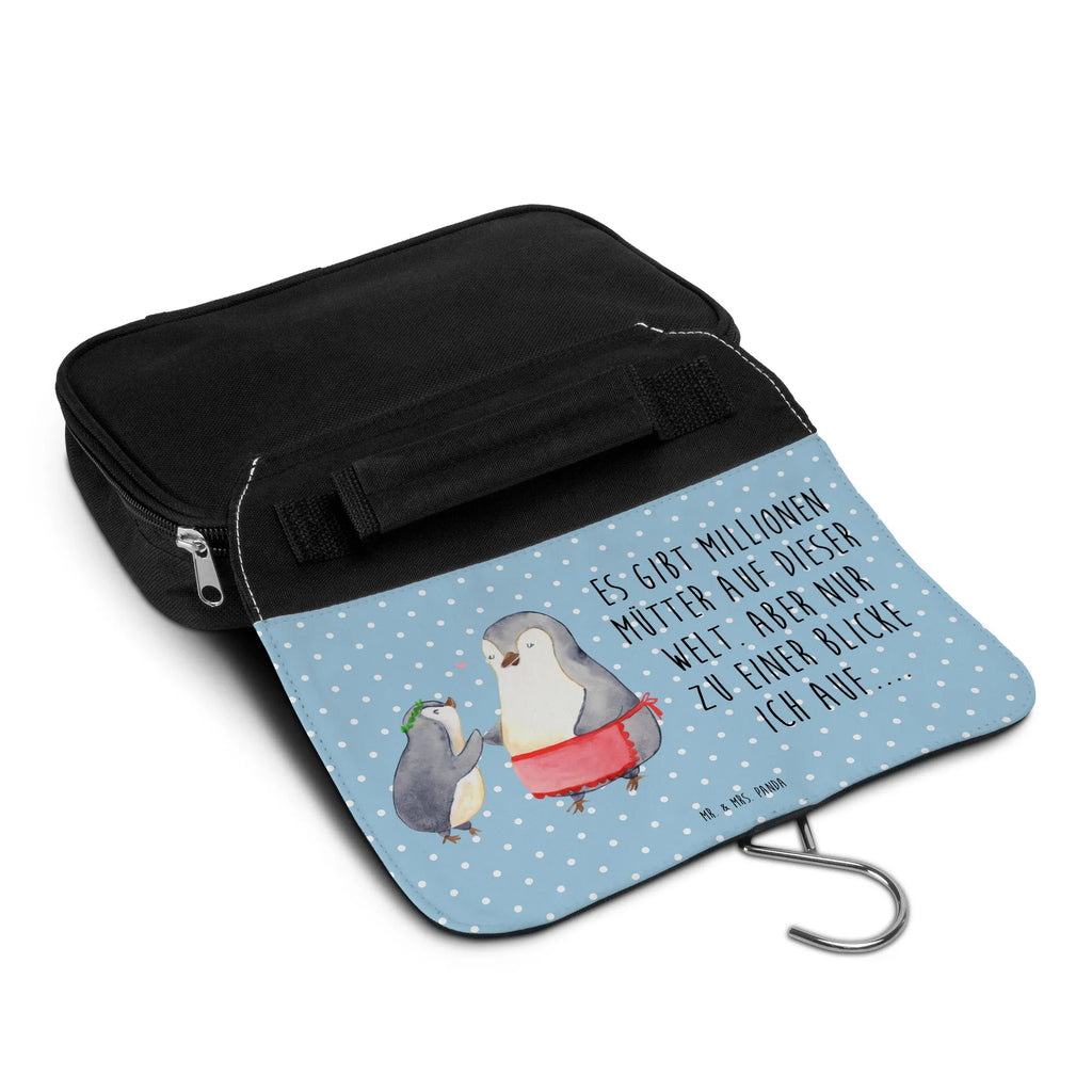 Wash bag Penguin with child Cosmetic bag, To hang up, Ladies, Gentlemen, Toilet bag, Wash bag, Family, Father's Day, Mother's Day, brother, sister, Mom, Dad, Mummy, Mother, Birthday, Gift, Mommy