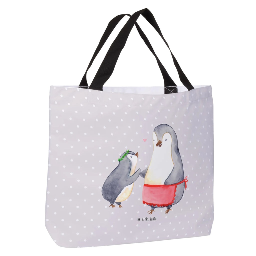 Shopper Pingwin z dzieckiem Einkaufstasche, Einkaufsbeutel, Tasche, Beutel, Alltagstasche, Strandtasche, Schultasche, Tragebeutel, Shopper, Freizeittasche, Schulbeutel, Familie, Vatertag, Muttertag, Bruder, Schwester, Mama, Papa, Oma, Opa, Geschenk, Mutter, Mami, Mutti, Geburststag