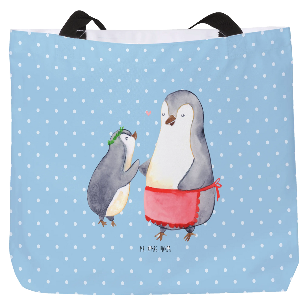 Shopper Pingwin z dzieckiem Einkaufstasche, Einkaufsbeutel, Tasche, Beutel, Alltagstasche, Strandtasche, Schultasche, Tragebeutel, Shopper, Freizeittasche, Schulbeutel, Familie, Vatertag, Muttertag, Bruder, Schwester, Mama, Papa, Oma, Opa, Geschenk, Mutter, Mami, Mutti, Geburststag