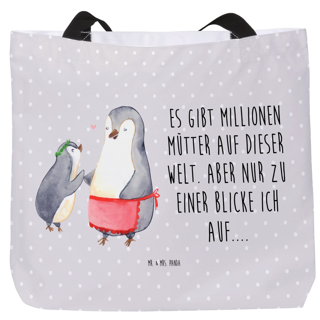 Shopper Pingwin z dzieckiem Einkaufstasche, Einkaufsbeutel, Tasche, Beutel, Alltagstasche, Strandtasche, Schultasche, Tragebeutel, Shopper, Freizeittasche, Schulbeutel, Familie, Vatertag, Muttertag, Bruder, Schwester, Mama, Papa, Oma, Opa, Geschenk, Mutter, Mami, Mutti, Geburststag
