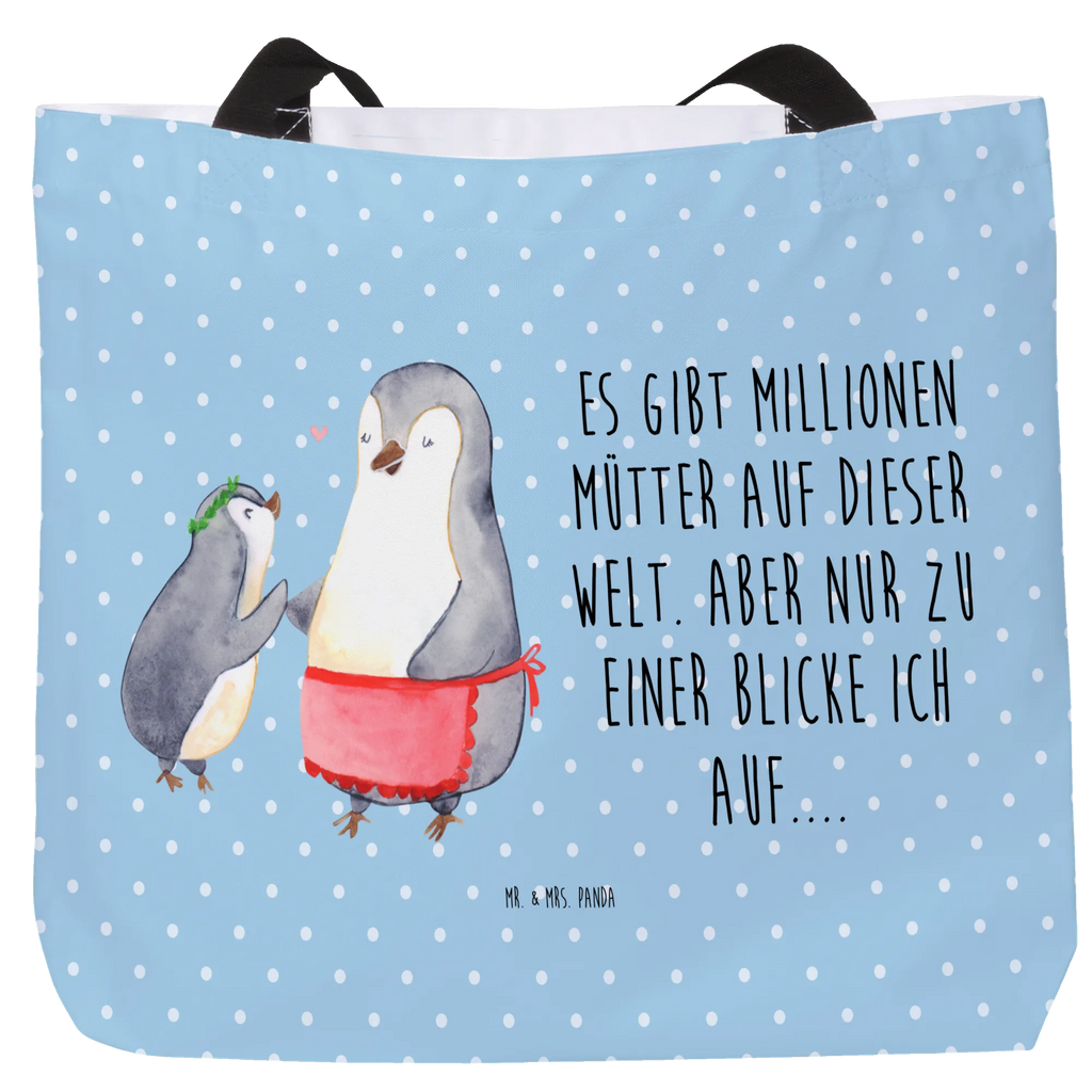 Shopper Pingwin z dzieckiem Einkaufstasche, Einkaufsbeutel, Tasche, Beutel, Alltagstasche, Strandtasche, Schultasche, Tragebeutel, Shopper, Freizeittasche, Schulbeutel, Familie, Vatertag, Muttertag, Bruder, Schwester, Mama, Papa, Oma, Opa, Geschenk, Mutter, Mami, Mutti, Geburststag