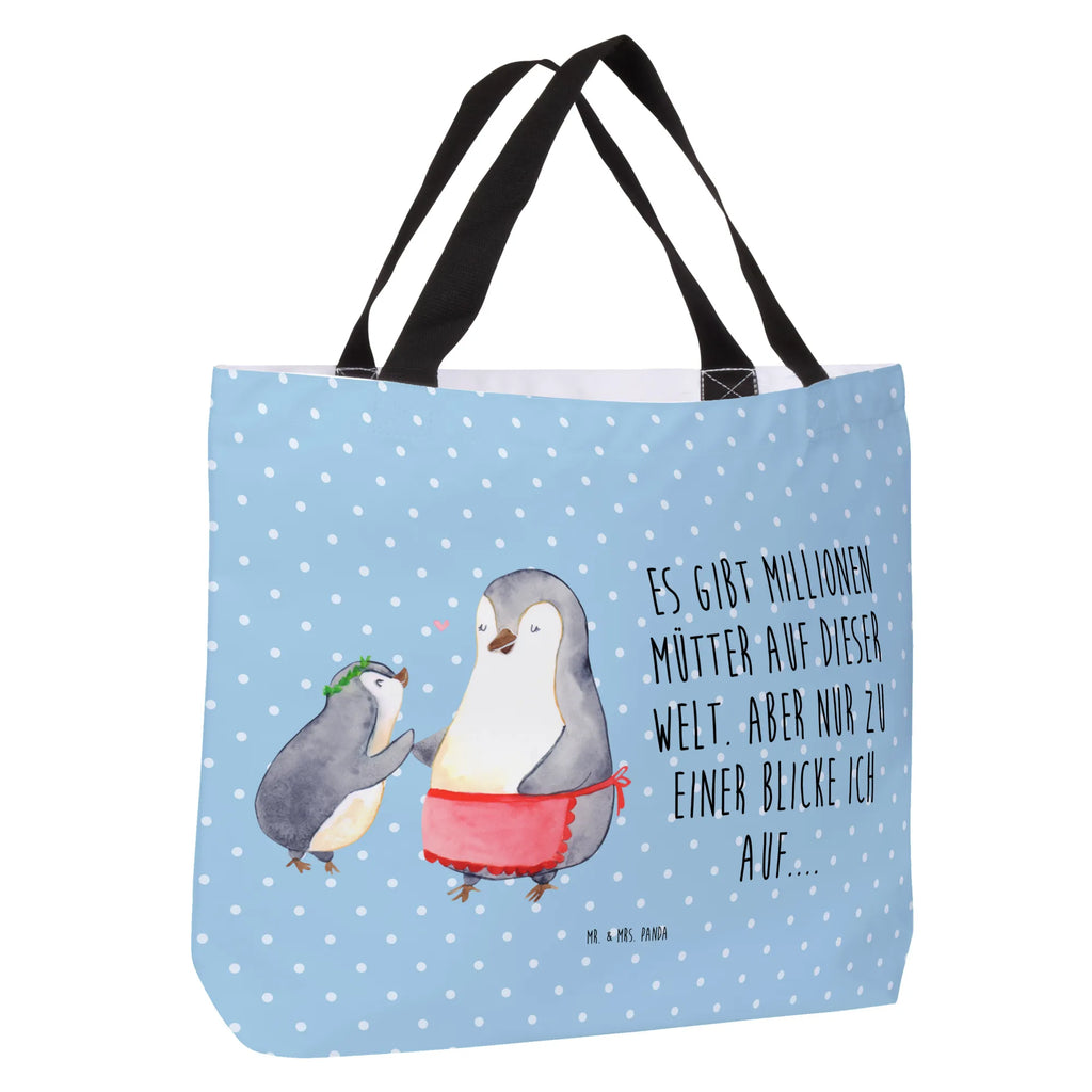 Shopper Pingwin z dzieckiem Einkaufstasche, Einkaufsbeutel, Tasche, Beutel, Alltagstasche, Strandtasche, Schultasche, Tragebeutel, Shopper, Freizeittasche, Schulbeutel, Familie, Vatertag, Muttertag, Bruder, Schwester, Mama, Papa, Oma, Opa, Geschenk, Mutter, Mami, Mutti, Geburststag