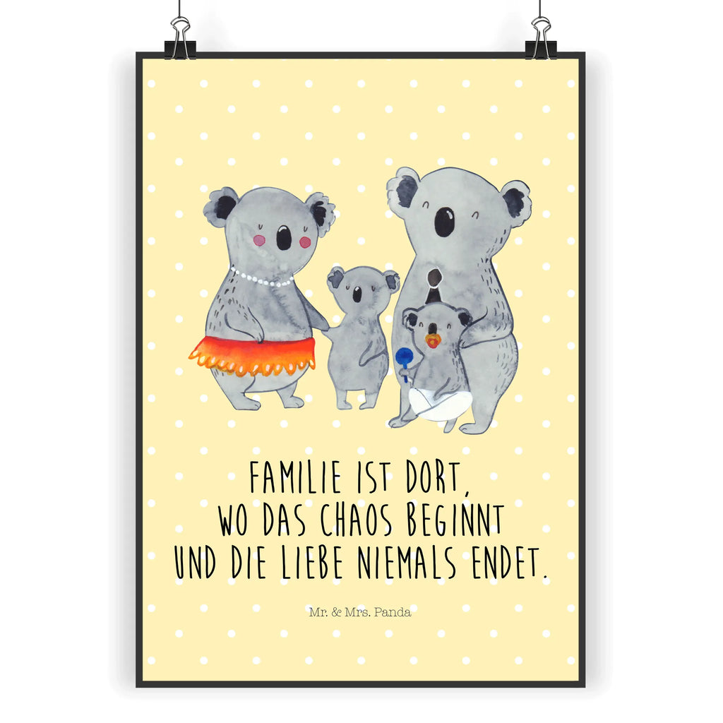 Plakat Rodzina koali Wandposter, Küchenposter, Wanddeko, Raumdekoration, Poster, Wanddekoration, Kinderposter, Bild, Handgemaltes Poster, Mr. & Mrs. Panda Poster, Designposter, Posterdruck, Kunstdruck, Wanddeko Bild, Familie, Vatertag, Muttertag, Bruder, Schwester, Mama, Papa, Oma, Opa, Koalas, Koala, Kinder, Familienleben, Geschwister, Family