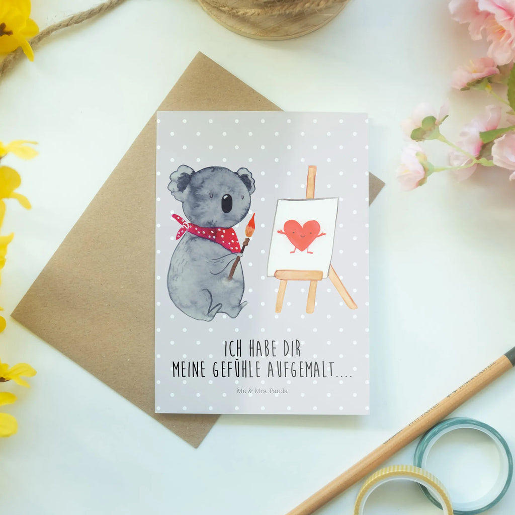 Greetings card Koala bear Artist genesungskarte, dankeskarten, Klappkarte, jubiläumskarte, osterkarte, weihnachtskarten, kommunionskarte, Glückwunschkarte, valentinstagskarte, neujahrskarte, osterkarten, glückwunschkarten, Motivkarte, einladungskarten, abiturkarte, spruchkarte, Grußkarten, vatertagskarte, Grußkarte, hochzeitskarten, Beileidskarte, firmungskarte, babykarte, Koala, Koalabär, Liebesgeschenk, Liebe, Zeichnen, Liebensbeweis, Gefühle, Künstler