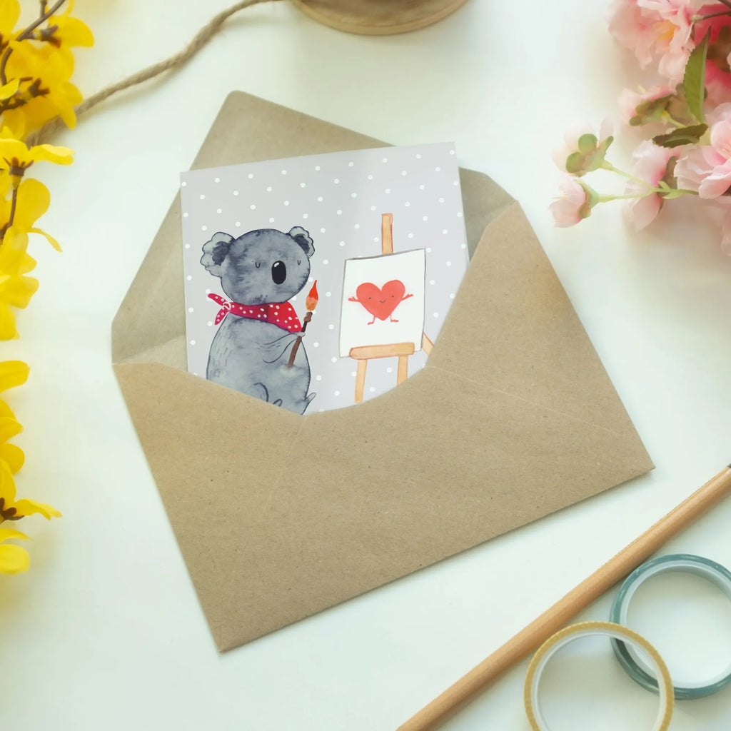 Greetings card Koala bear Artist genesungskarte, dankeskarten, Klappkarte, jubiläumskarte, osterkarte, weihnachtskarten, kommunionskarte, Glückwunschkarte, valentinstagskarte, neujahrskarte, osterkarten, glückwunschkarten, Motivkarte, einladungskarten, abiturkarte, spruchkarte, Grußkarten, vatertagskarte, Grußkarte, hochzeitskarten, Beileidskarte, firmungskarte, babykarte, Koala, Koalabär, Liebesgeschenk, Liebe, Zeichnen, Liebensbeweis, Gefühle, Künstler