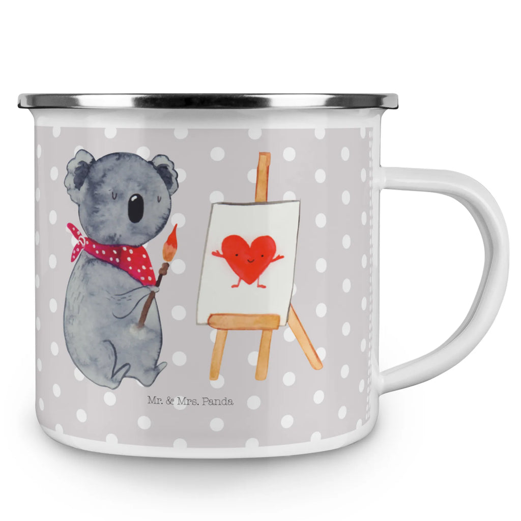 Kempingowy kubek emaliowany koala artysta Kaffeetasse, Trinkbecher, Emaille Tasse, Teebecher, wandertasse, Tasse, reisetasse, Metalltasse, Blechtasse, blechbecher, wanderbecher, Emaille Becher, emaillebecher, Kaffeebecher, metallbecher, Teetasse, Campingtasse, Reisebecher, Becher, Campingbecher, Emailletasse, becher emaille, Pott, Tasse Emaille, Koalabär, Koala, Künstler, Gefühle, Liebesgeschenk, Liebe, Zeichnen, Liebensbeweis